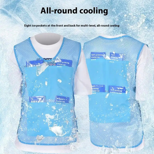 {MAX-66} 1 Pc Summer Cooling Vest Ice Bag Water Cooling Outdoor Workwear Heatstroke Pre Clothing Men Women Universal Normal Size