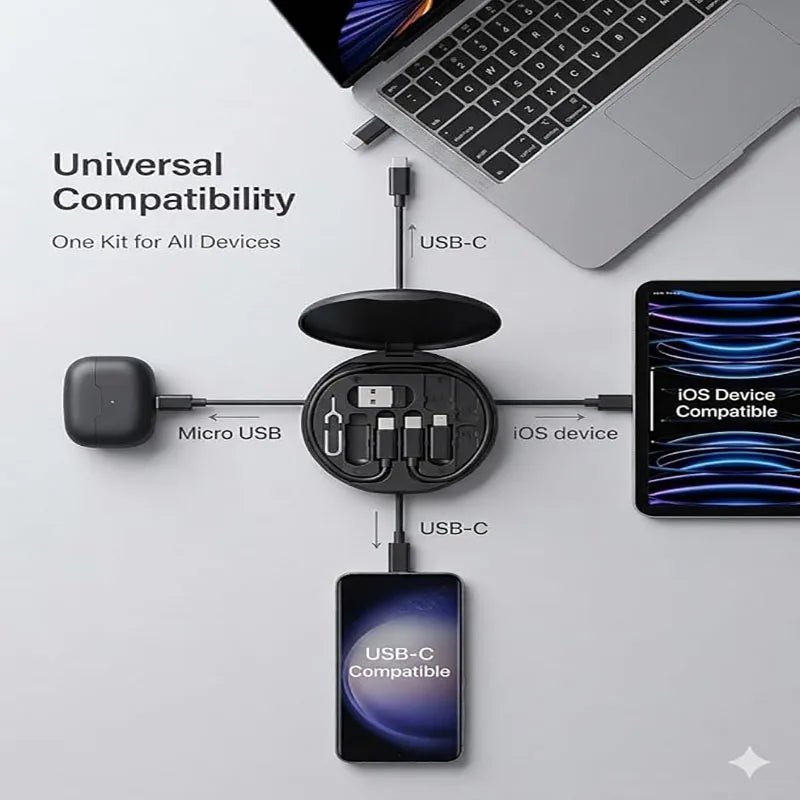 Multi USB Type C to C 60W Charging Adapter Cable Kit USB C to Lighting Conversion Set USB A & Type C to Micro/Type C/Lighting