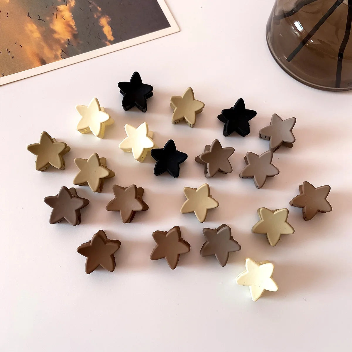 10Pcs/set Small Flower Hair Claw Clips for Women Girls Matte Rectange Jaw Clips Semicircle Barrettes for Thin Hair