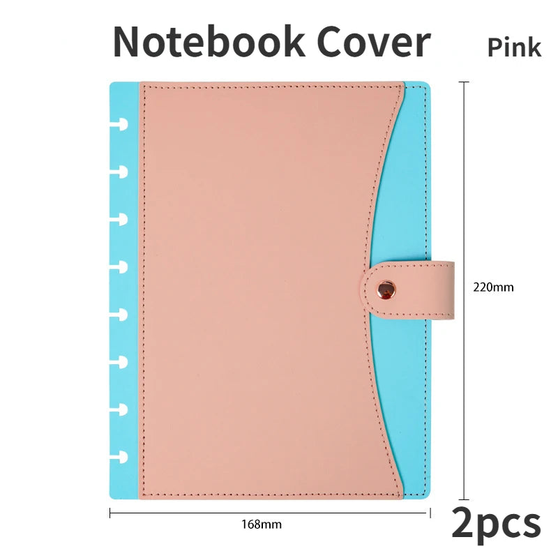 PU Cover Mushroom Hole Loose Leaf Notebook Shell Disc Notebook PU Cover Accessories Leather Notebook Case Planner Inserts A5