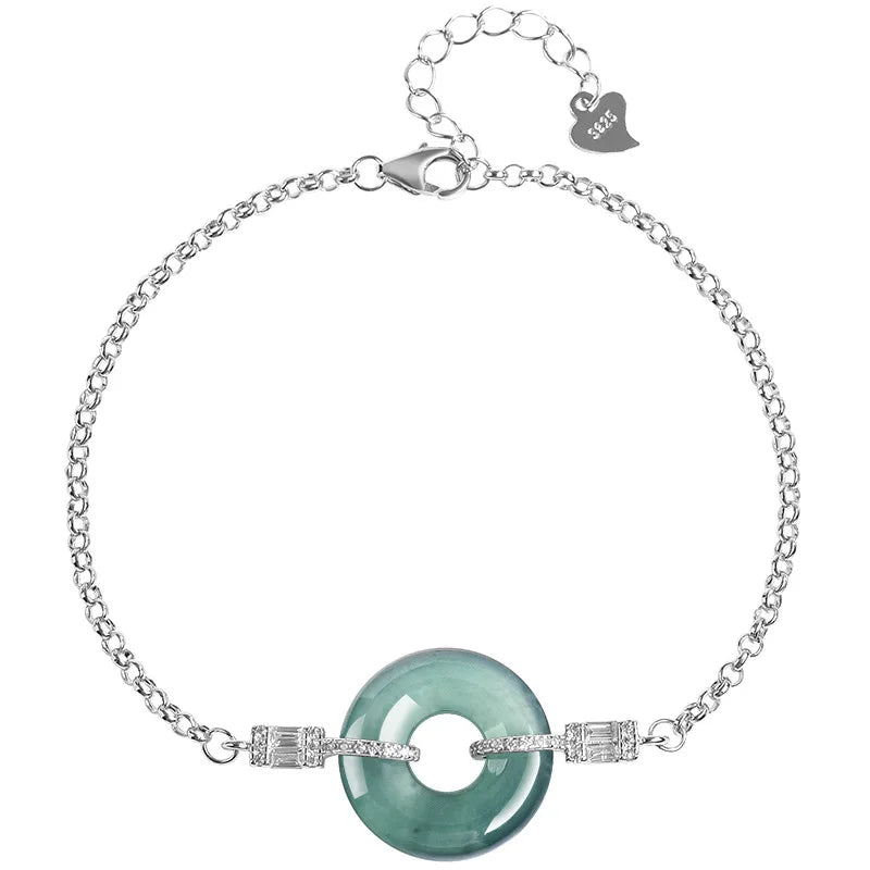 High End Natural A-grade Blue Water Jade Bracelet Ice Jadeite S925 Silver Inlaid Women's Fashion Jewelry Wholesale Drop Shipping