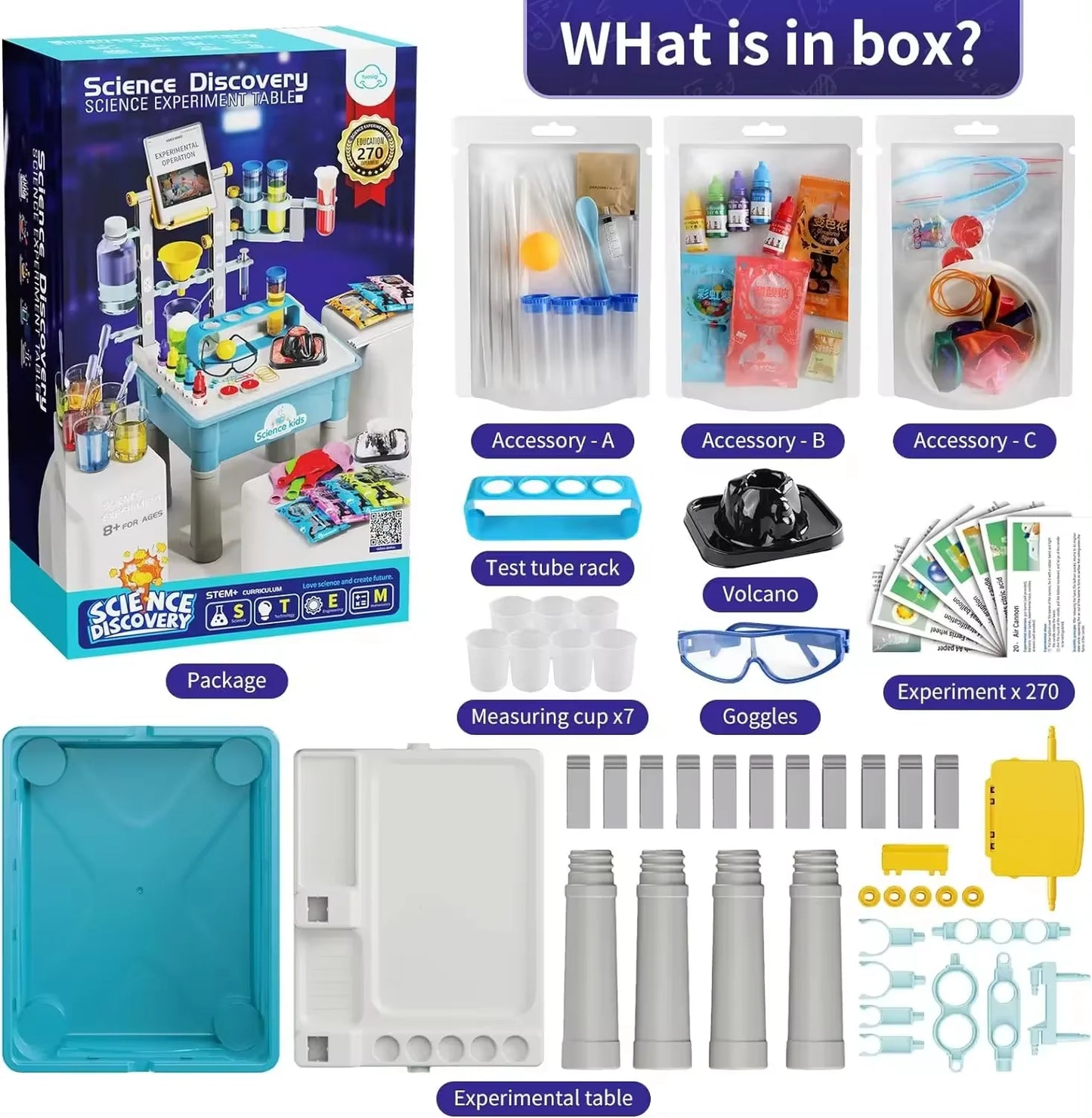 DIY STEM Educational Learning Science Toys 270 + Children's Experimental Science Kit with Lab Bench