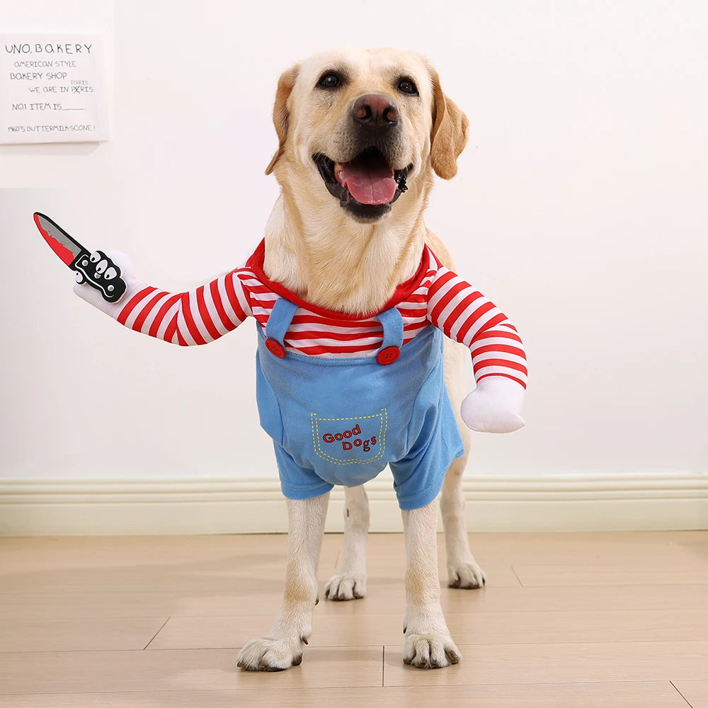 Funny Adjustable Pet Costume – Blue Halloween Outfit for Small & Large Dogs, XS–XL