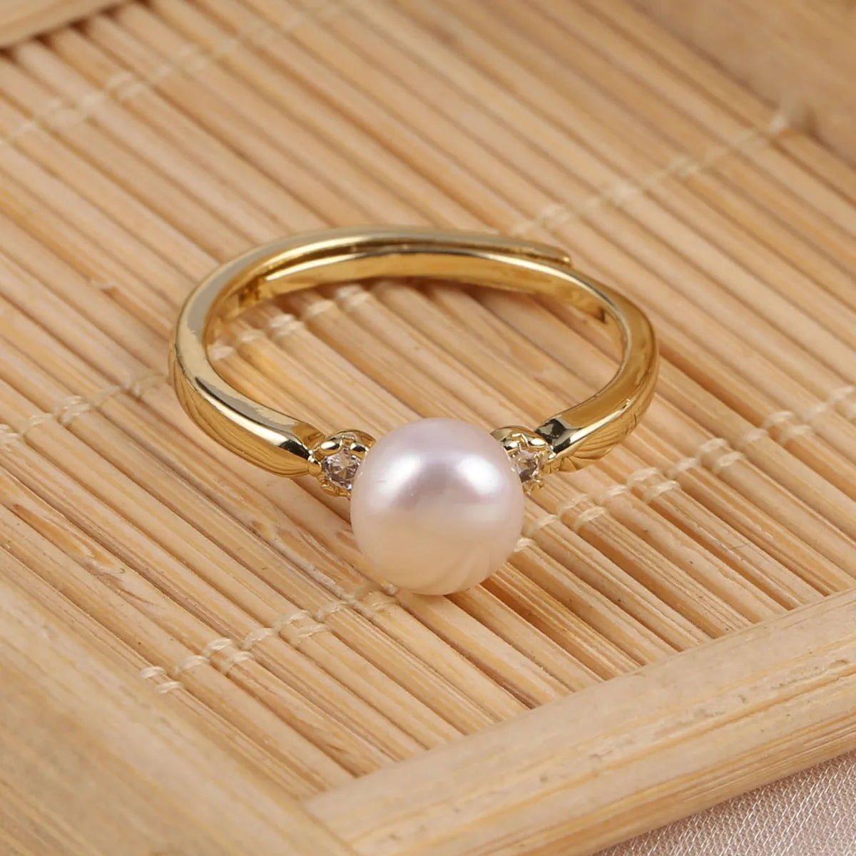 Natural Freshwater Pearl Rings For Women Zinc Alloy Female Ring Fine Jewelry Stackable Ladies Wedding Jewelry Friendship Gift