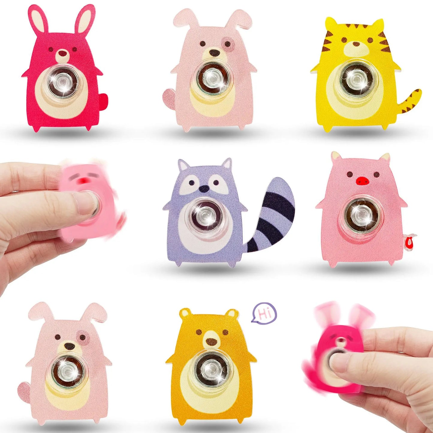 6PCS Fingertip Gyro Toy Creative Acrylic Animal Cat Dog Fox Fidget Spinners Toys Stress Relief Party Favors Gifts