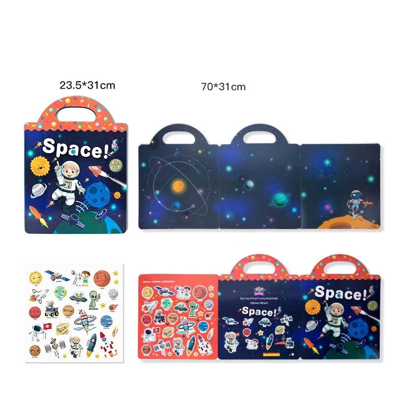 Reusable Bubble Sticker Book for Kids - Multi-Themed Educational Learning Activities, Washable & Safe Toddler Stickers
