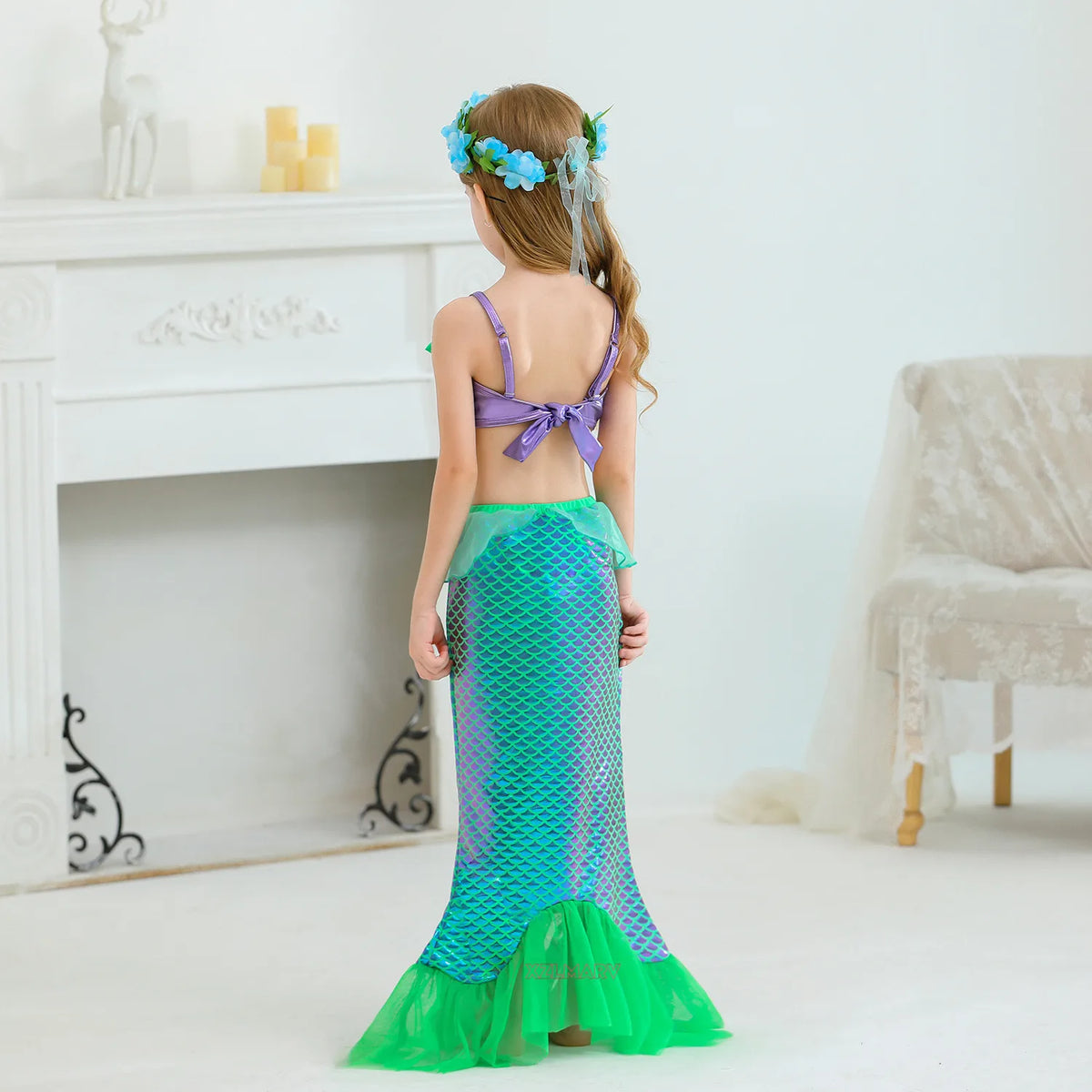 Mermaid Dress for Girl Ariel Prom Princess Costumes Cosplay Dress for Girls Birthday Party Dress Up Gown Halloween Clothing