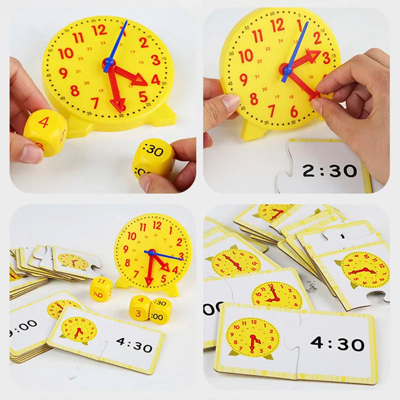 Children Montessori Clock Educational Toys Hour Minute Second Cognition Matching Puzzle Toys Kids Early Preschool Teaching Aid