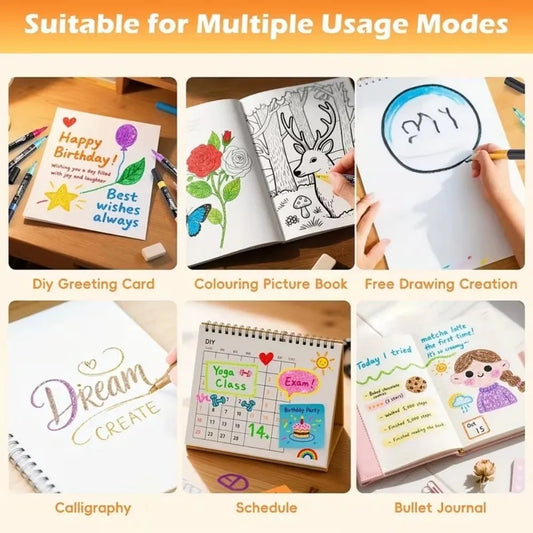 24-96 Colors Colorful Double-Ended Glitter Pens with Fast-Drying Glue-Like Ink Fine Tip Tip-To-Base for Scrapbooking Card Making