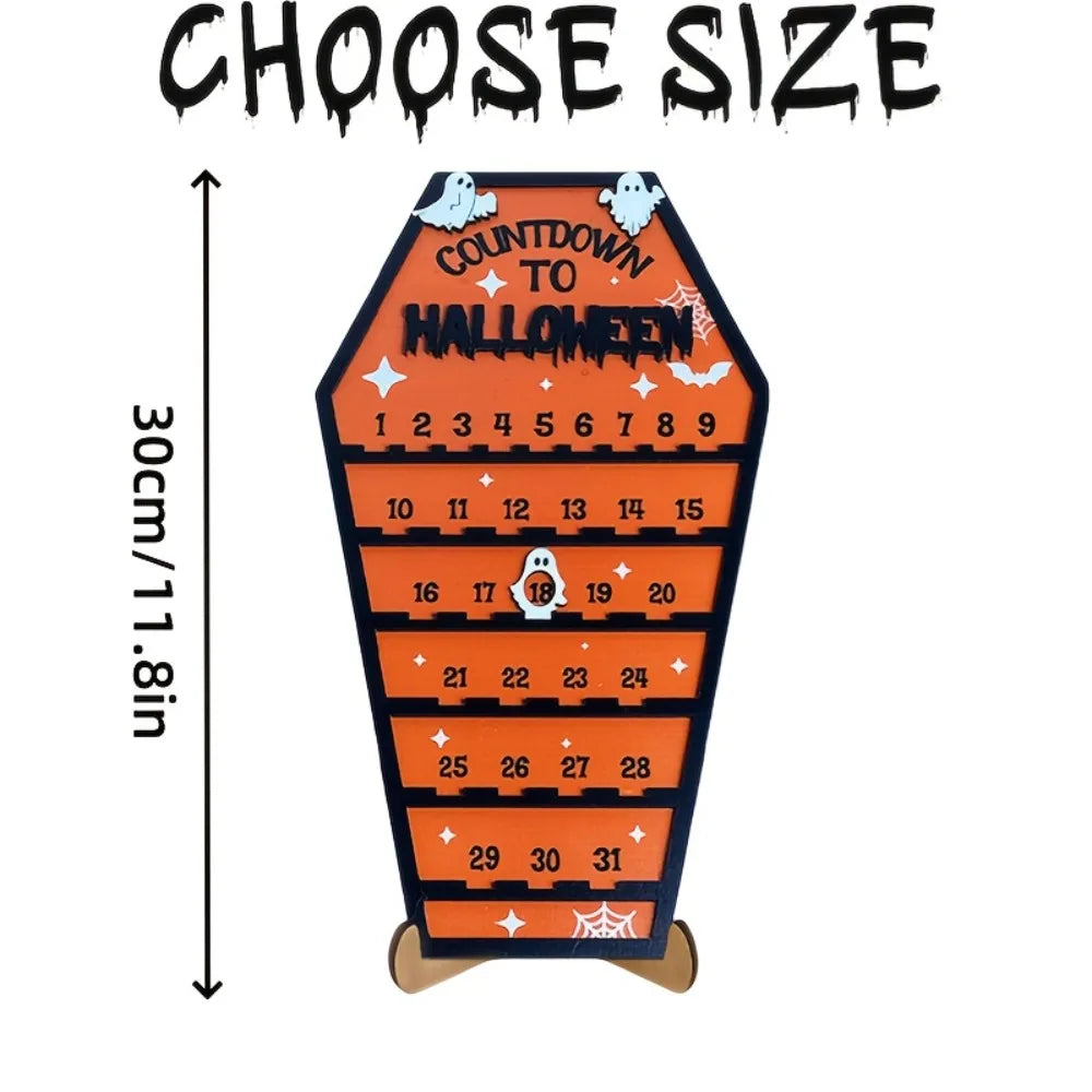 Countdown to Halloween Advent Calendar 2026 Halloween Wooden Countdown Calendar Decoration Table Wall Ornament Party Favors Gift