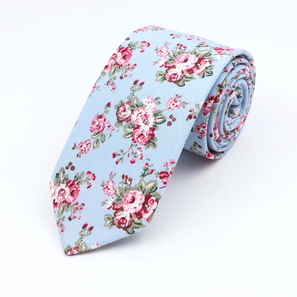 New Floral Elegant Tie For Men Women 100% Cotton Beautiful Flower Paisley Necktie Narrow Skinny Cravat Wedding Casual Corbatas