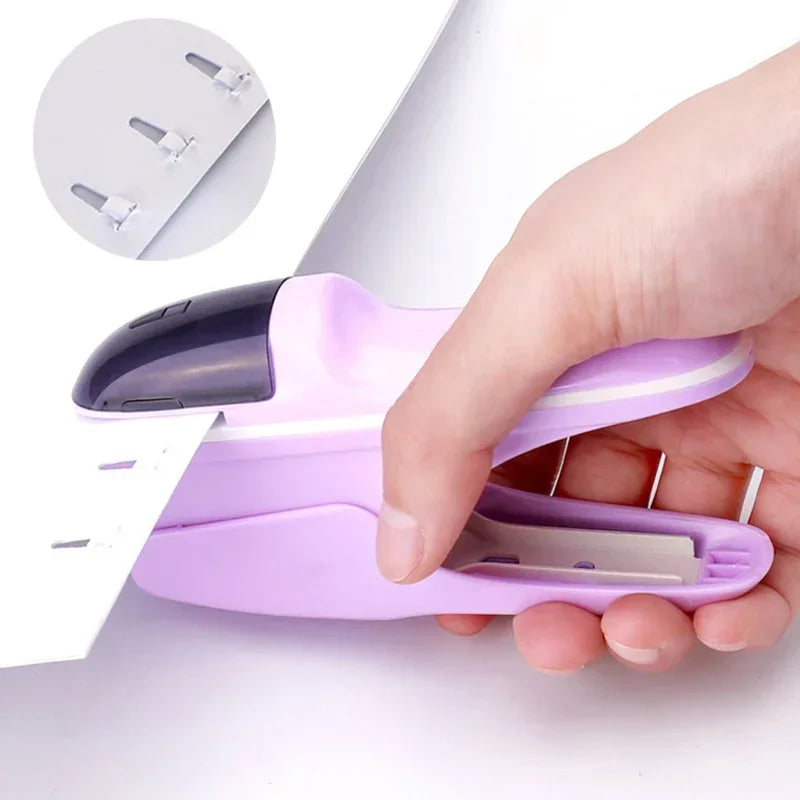 1PC hand-held stapler without nails, bill paper and handbooks, document binding, office, home and school binding supplies
