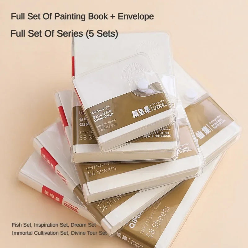 58 Sheets Borrence Drawing Notebook Sketchbook Handheld Portable Watercolor Coloring Book Oil Paint Gouache Notepad Stationery