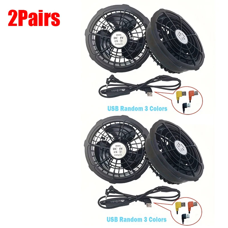 1 or 2 Pairs 5V Cooling Fan 3 Gear Adjustment For Special Summer Outdoor Air-Conditioned Vests High Speed Conditioning Cool Fan