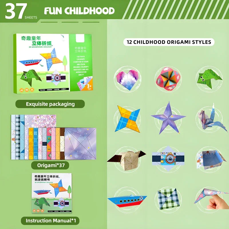 36 Sheets Kids Paper Airplane Origami Kit STEM Educational DIY Craft Toy Set Fun Parent-Child Activity Birthday Party Favor Gift