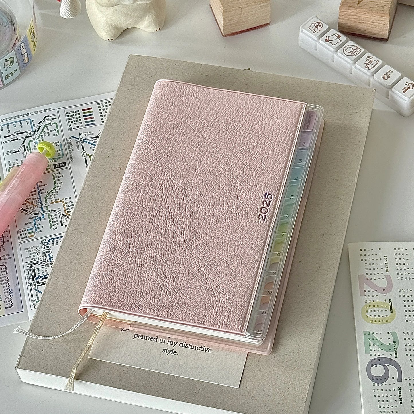Calendar Notebook Diary 2026 Planner with Rainbow Index Cortical Schedule Handbook High Value Monthly Weekly Plan Work Notes