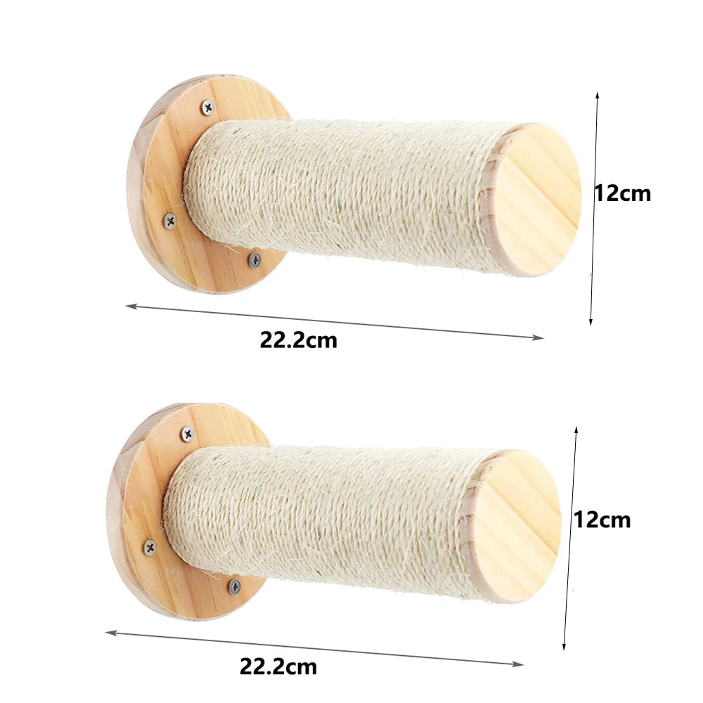 Wall Mounted Cat Climbing System Cat House Bridge Cat Hammock with Scratching Post & Stairway Kitten-Friendly Indoor Furniture
