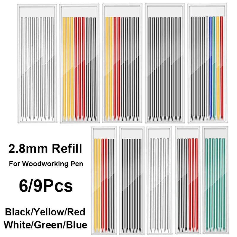 Mechanical Pencil Refill 2.8mm HB Erasable Colorful Leads Woodworking Construction Art Painting Drawing Tool Stationery Supplies