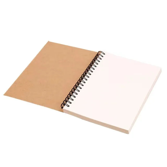 1 Book 50 Sheets Retro Spiral Kraft Paper Notebook Coil Sketchbook Graffiti Drawing Diary Journal Office School Writing Station