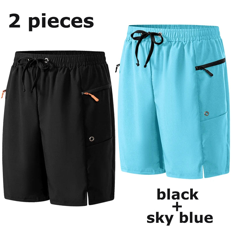 Mens Summer Beach Shorts with Zipper Pockets Quick Dry Board Shorts with Mesh Liner Swim Trunks Swimwear Swimsuit Bathing Suit