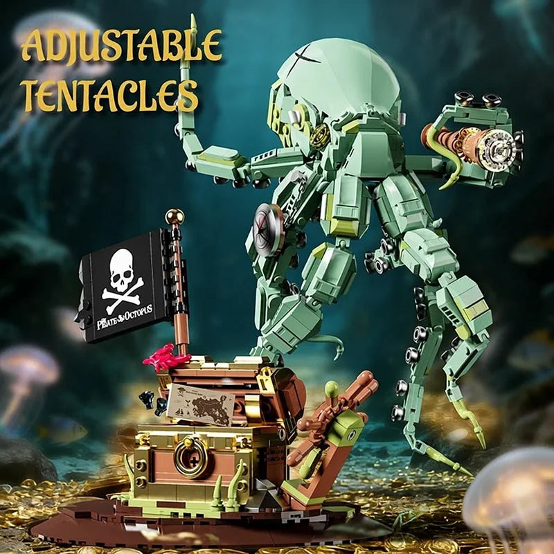 Pirate Building Blocks Octopus Sea Monster Adventure Treasure Hunt Puzzle Toy for Kids Adults STEM Educational Gifts 1128pcs