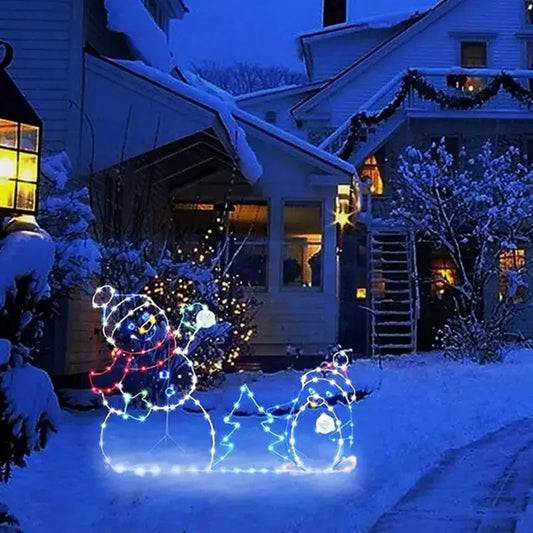 Animated LED Snowman Ornament with Glitter Light for Christmas and Holiday Party Winter Garden Yard Outdoor Decor