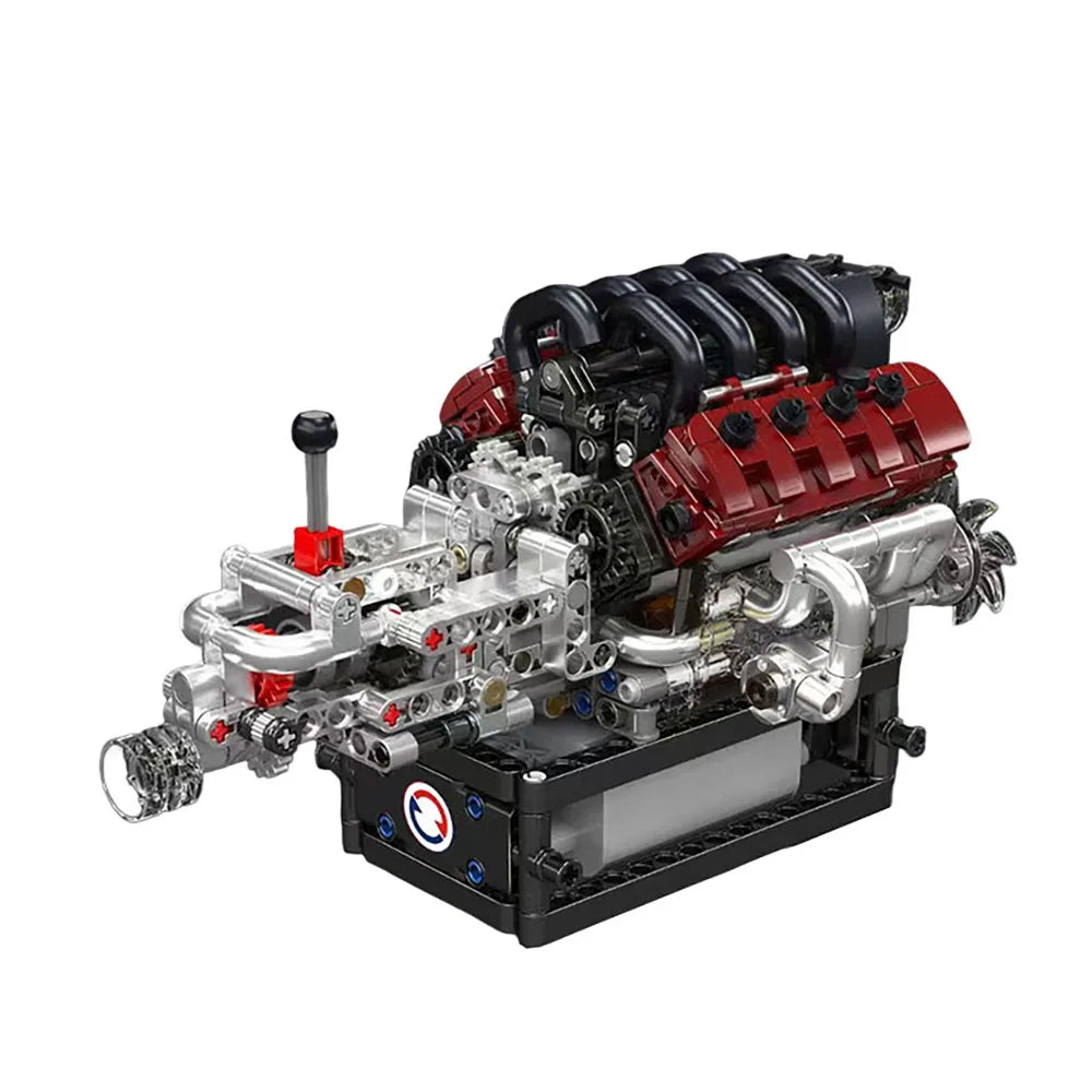 MOULD KING 10227 V8 Engine Model Kit 787PCS Mini Building Blocks with Working Pistons Gearbox STEM Mechanical Toy for Adults
