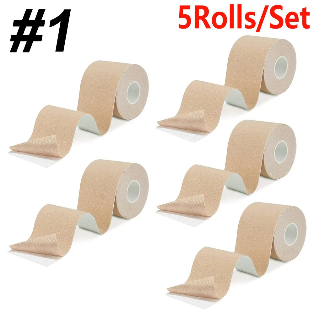 5Rolls/Set Kinesiology Tape, 5cm x 5m Waterproof Athletic Tape, Uncut Kinetic Tape, Elastic Muscle Tape, Sports Tape, Knee Tape