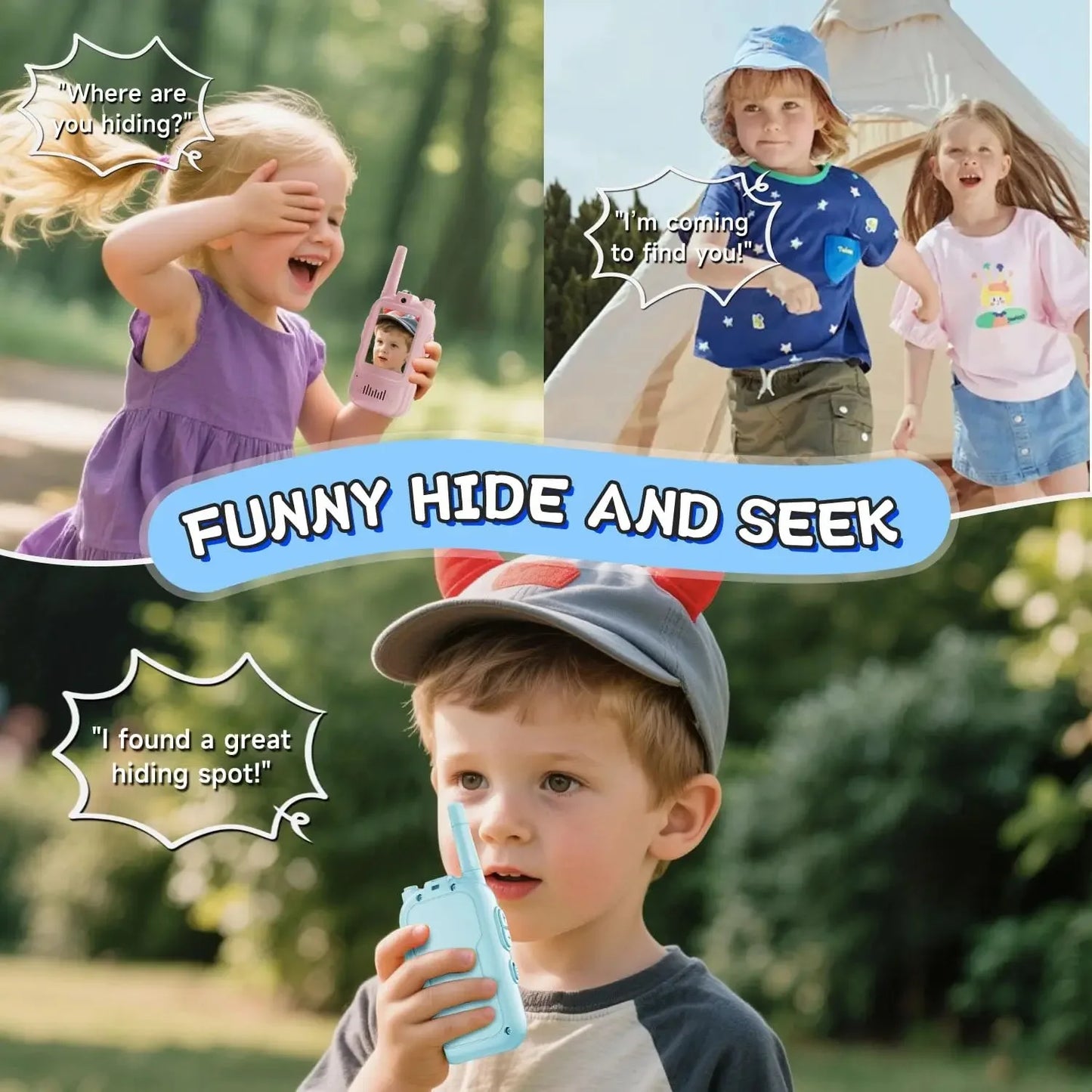 Video Walkie Talkies for Kids 2 Pack Rechargeable Intercom Walkie-talkie Cute 2 Inch Screen One-Click Call Child Video Intercom