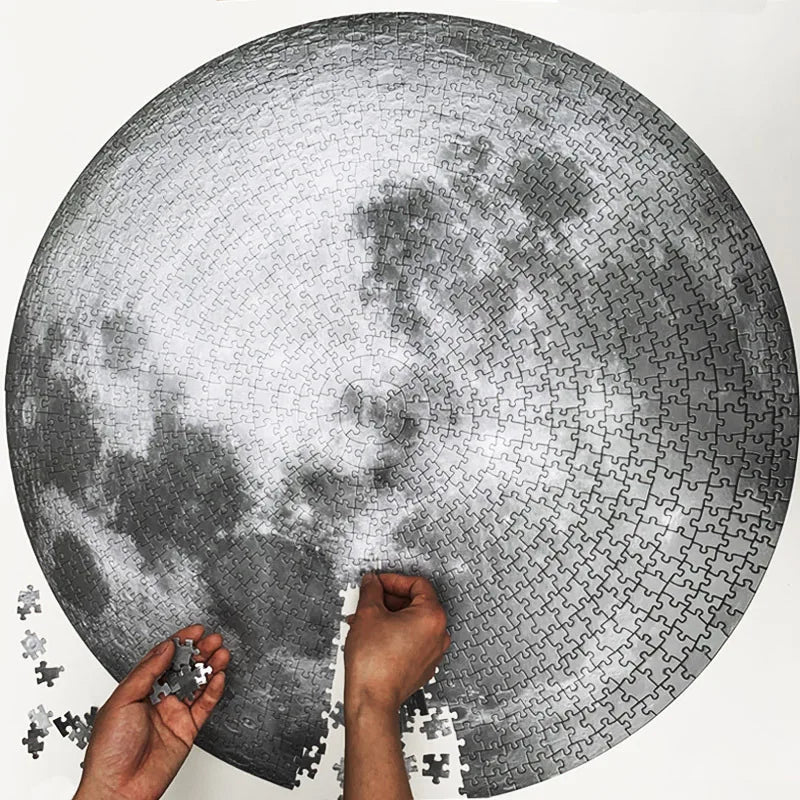 Adult Puzzle 1000 Pieces Challenge Games Learning Educational Puzzle Toys Moon Puzzle Rainbow Starry Space Traveler Flat Puzzle