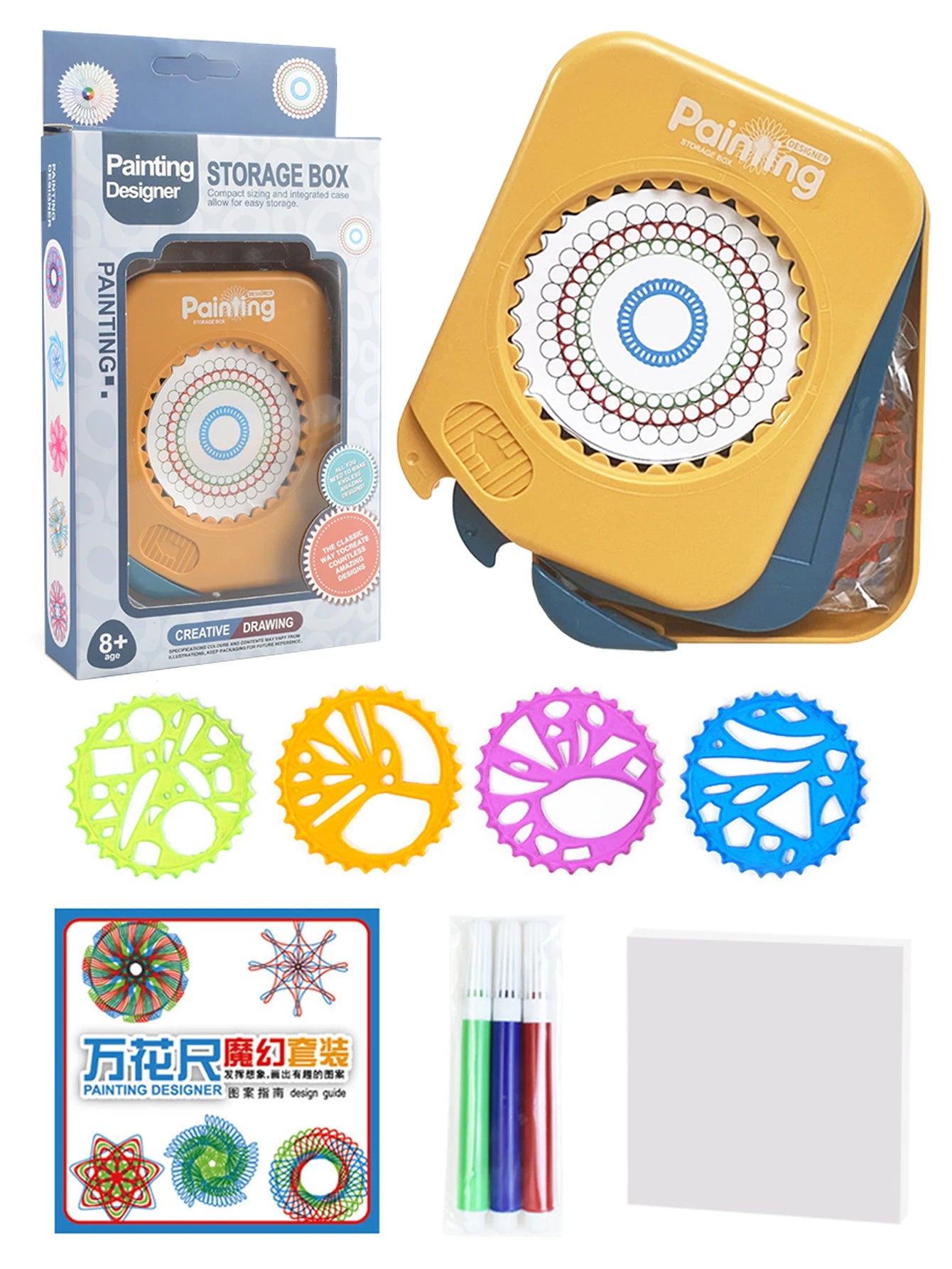 Spirograph Drawing Toys, Geometric Drawing Art Set Classic Gear Design Special-shaped Ruler Creative Painting Template Gifts