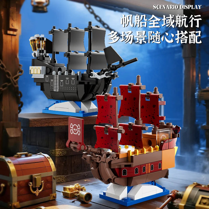 Mini Pirate Ship Building Blocks, The Black Pearl Model Bricks, Creative STEM Educational Toy Gift for Boys Kids