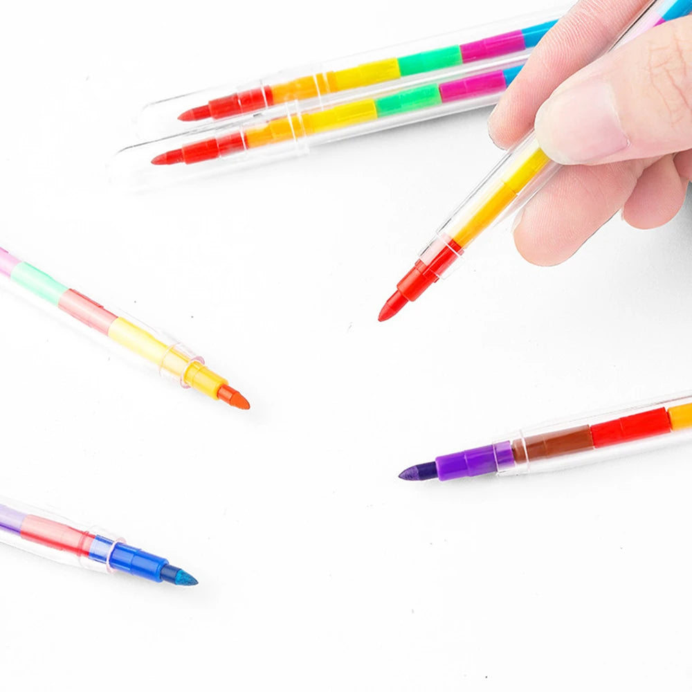 12/24Pcs Set Stackable Colorful Painting Graffiti Crayons Kids Party Supplies Birthday Gifts Kindergarten School Teacher Prizes