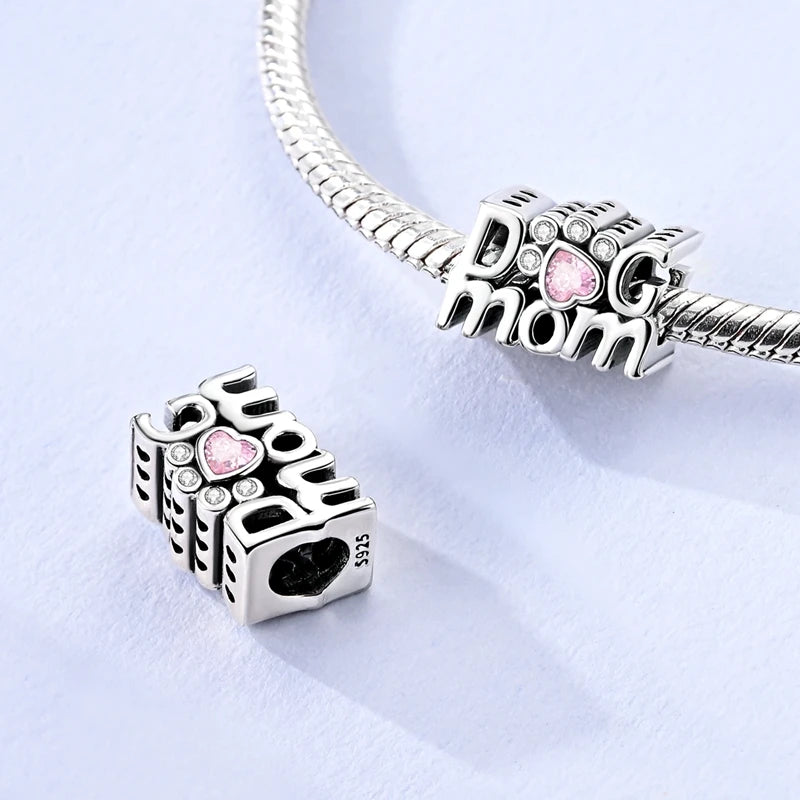 925 Sterling Silver Mother's Day Charms Mother Daughter Heart Animal Elephant Rabbit Pendants Fit Bracelets DIY Jewelry Gift