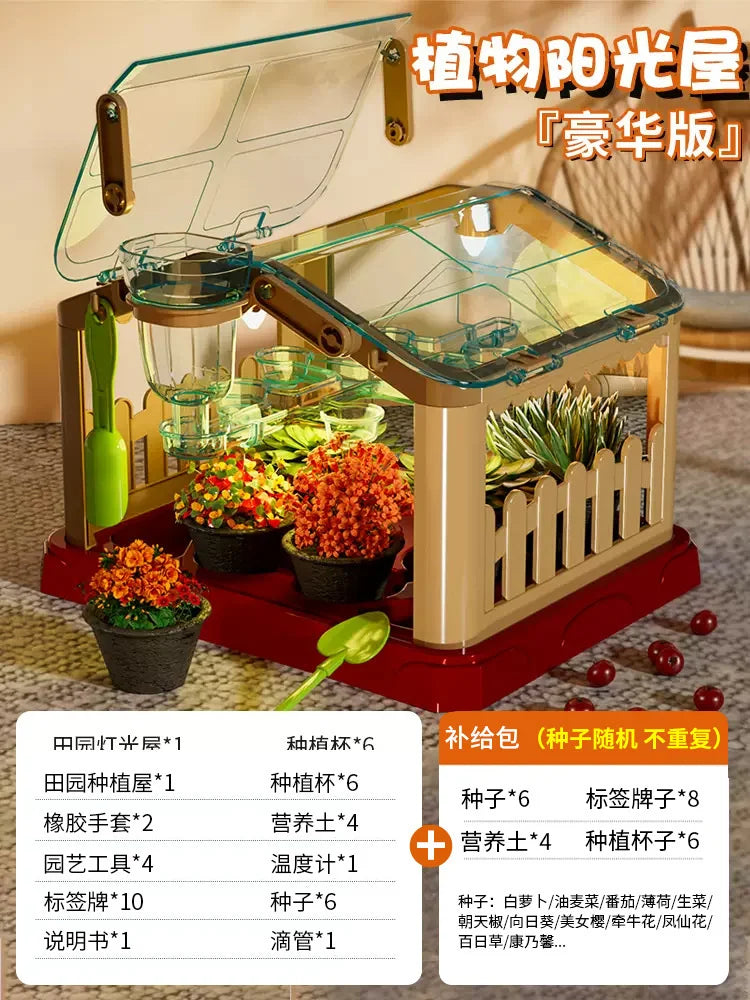 Kids Greenhouse Toy Plant Growing Kit With Tools Soil Observation Box STEM Education Science Experiment Kindergarten Home Garden