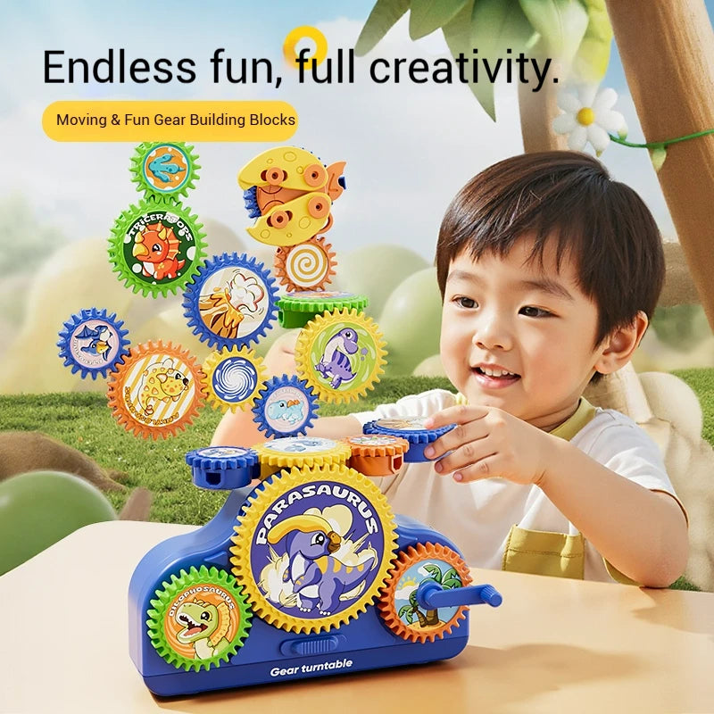 Kids Electric Gears Building Toy Set 3D Rotate Gears Assembly Model STEM Construction Toy Set Kids Educational Toys Xmas Gifts