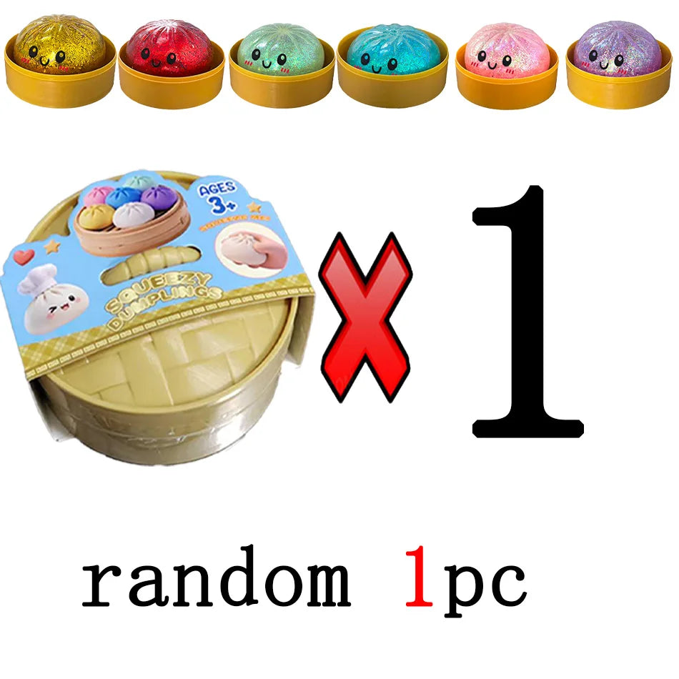 Dumpling Pressure Dumpling Squishies Cute Colorful Bun Toy Slow Rising Stress Relief Fidget Toy for Kids Adults Anti-Anxiety Gif