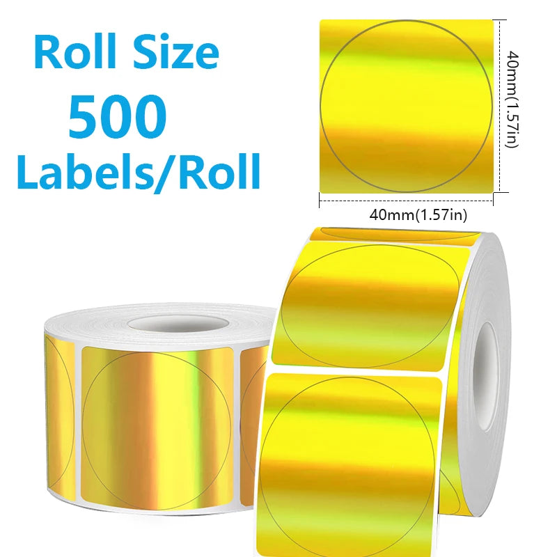 FOR Phomemo 241BT 246S D520 50mm LABEL Holographic Silver Laser Gold Gradient Thanks Card Sticker for LOGO Barcode Birthday