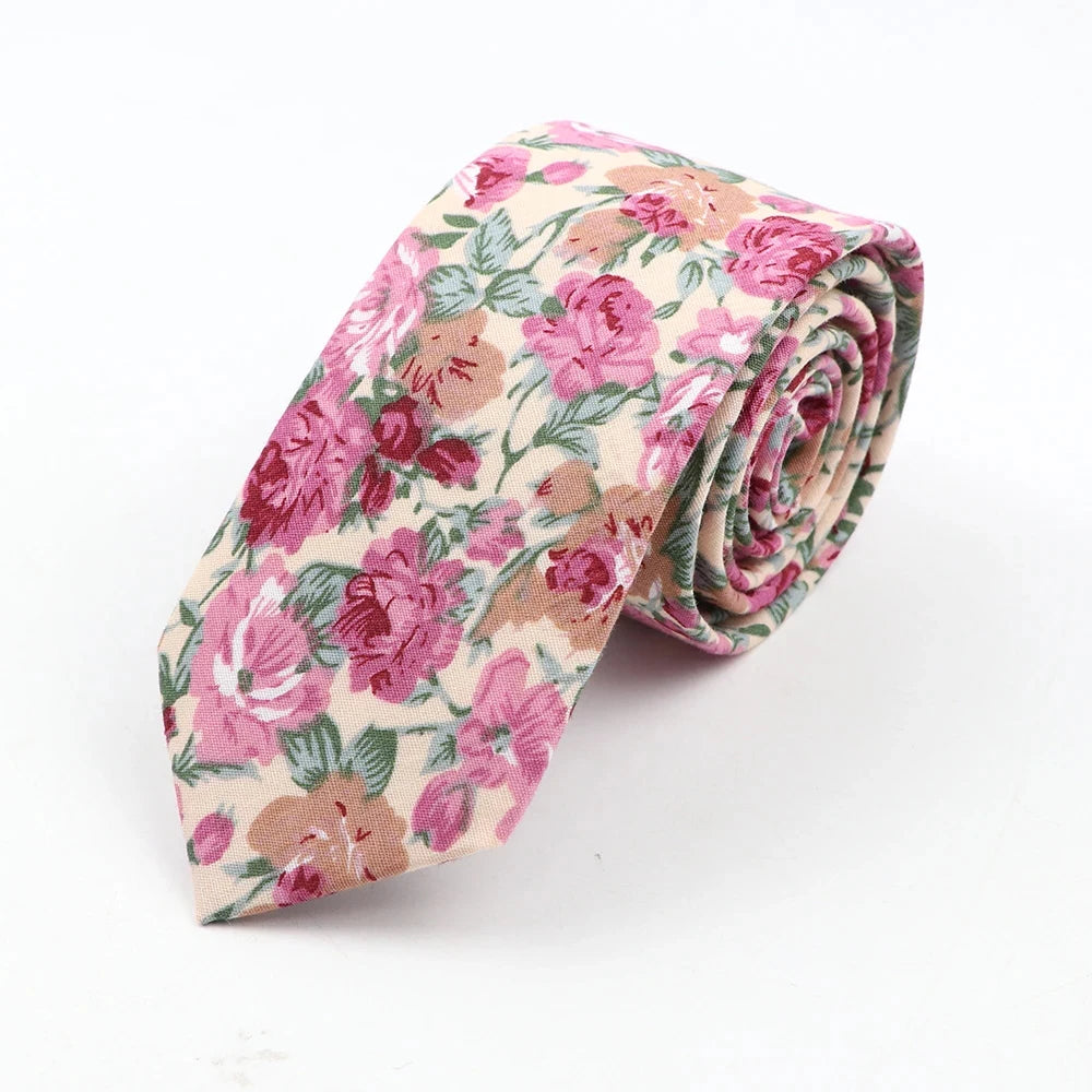 New Floral Elegant Tie For Men Women 100% Cotton Beautiful Flower Paisley Necktie Narrow Skinny Cravat Wedding Casual Corbatas