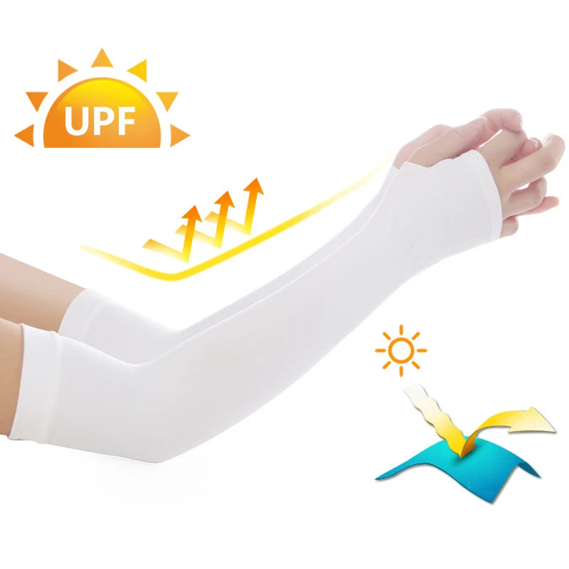 UV Sun Protection Arm Sleeves for Men Women Cycling Ice Silk Outdoor Breathable Summer Driving Cooling Fishing Hiking Sleeves