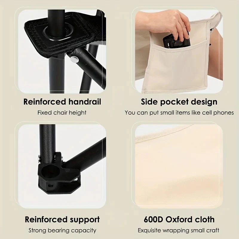 Portable Folding Camping Chair, Ultra-Light Outdoor Seat for Fishing, Picnic, Hiking, Travel & Camping, Comfortable Portable