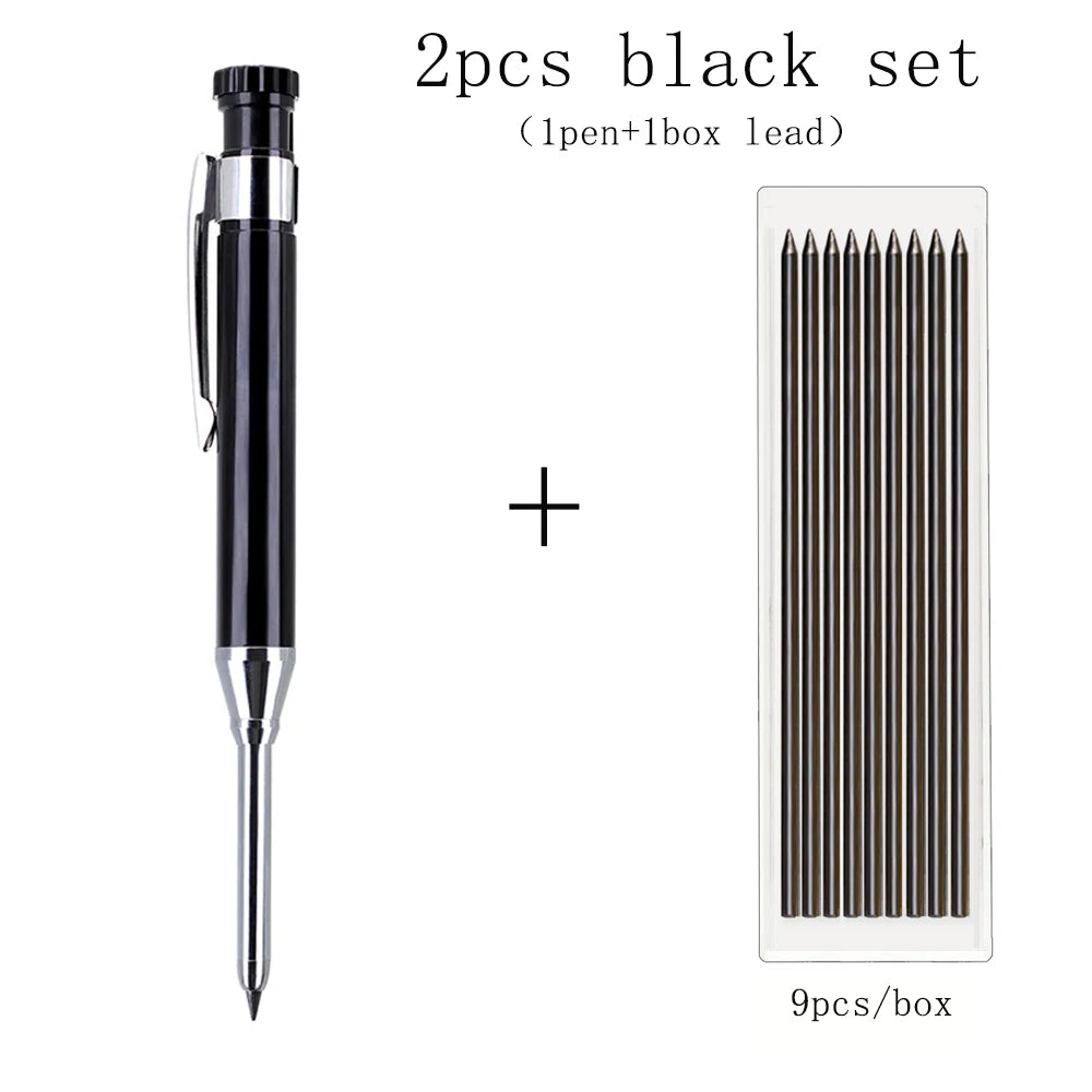 6Colors 2.8mm Metal Solid Carpenter Mechanical Pencil with Sharpener 2B Lead Core Deep Hole Construction Marking Scriber Tool