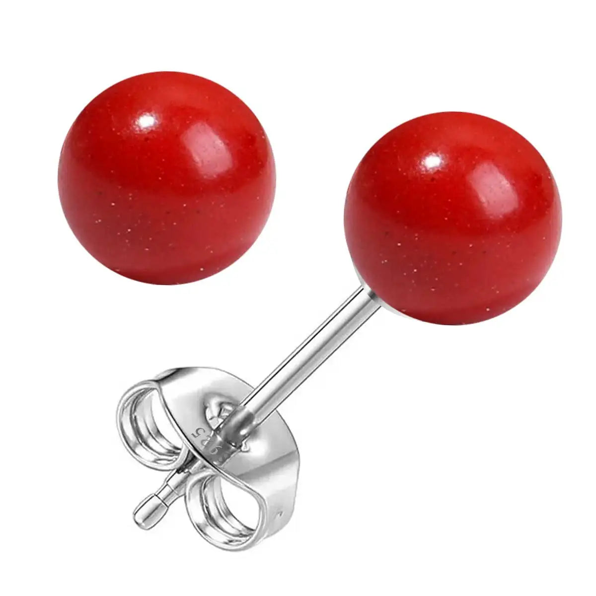 6mm Stone Beads Natural Stone Earrings Earring Stud 925 Sterling Silver Jewelry For Women Party Women's S925 Silver Earrings