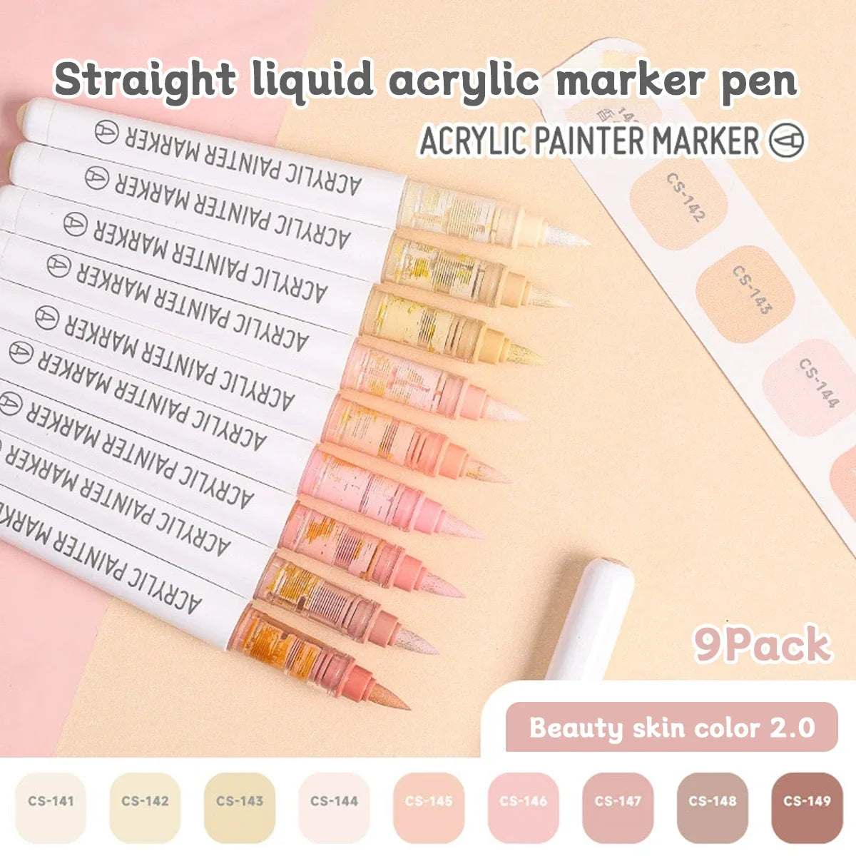 9pcs/Box MIX Color Acrylic Markers Set Kids Gift Art Rock Painting Pens Graffiti For Stone Glass Book Shoes DIY Craft Supplies