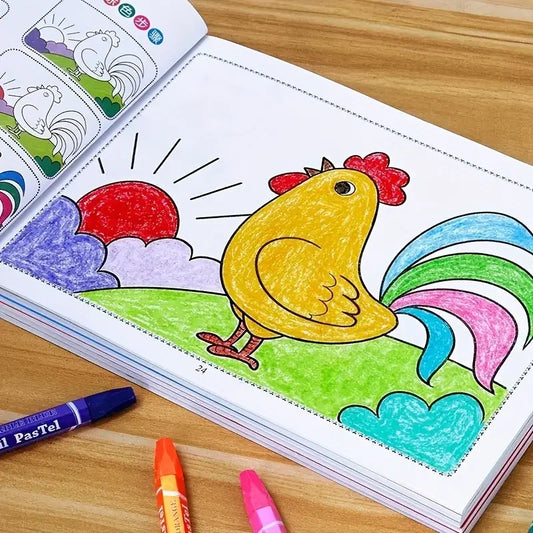 46-Page Kids Drawing & Painting Coloring Book - Educational Art Supplies for Creative Learning, Gift for Boys & Girls, Chinese V