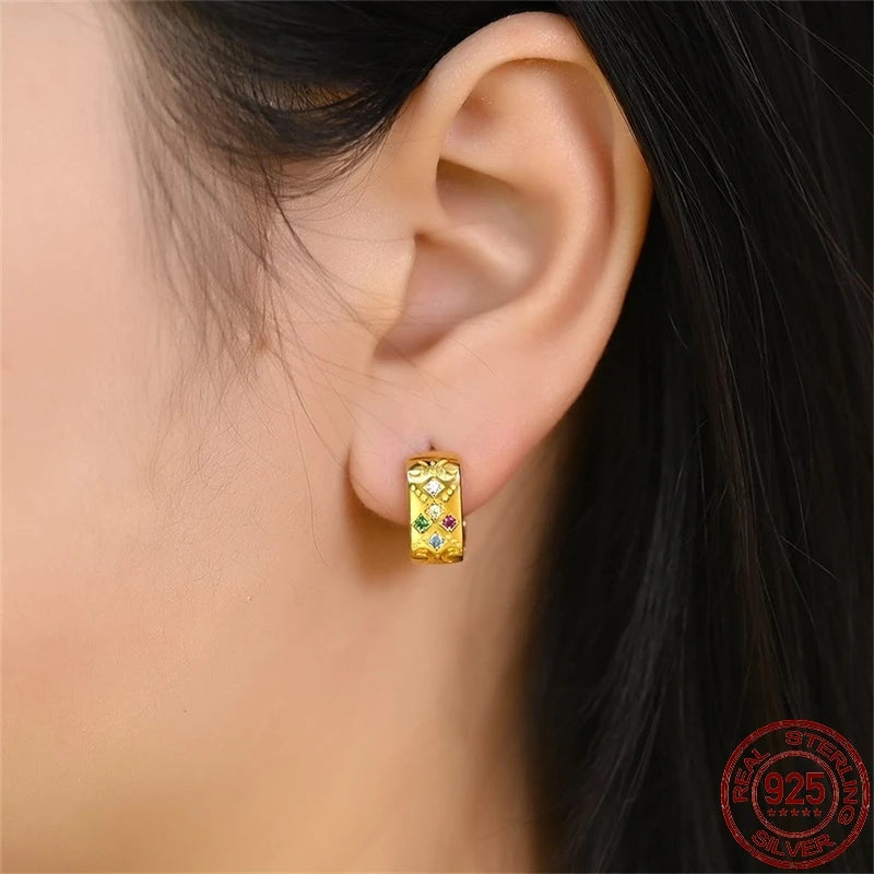 S925 Sterling Silver Rose Gold Plated Koi Earrings For Women Simple Earrings Trending  Fashion Jewelry Birthday Gift Hot