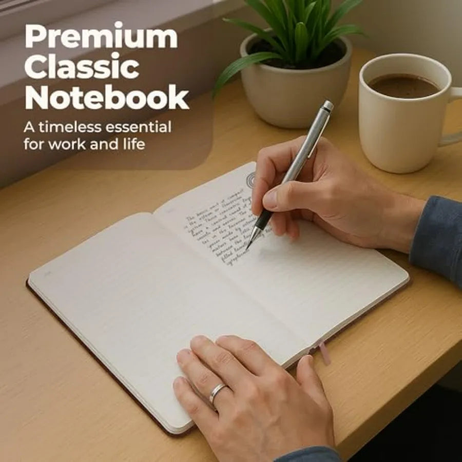 Lined Leather Bound Journal Notebook, Hardcover - 5.8x8.3" - Thick College Ruled Paper Journals for Men and Women - Personal an