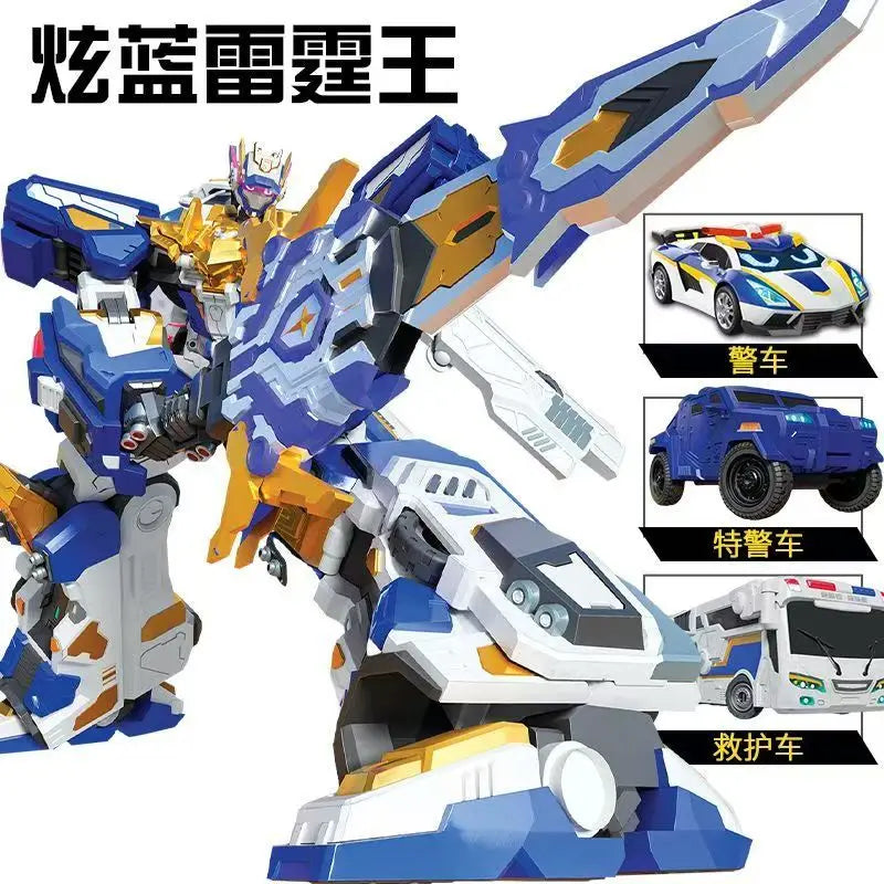Metal Cardbot S BLUE COP TRINITY Transforming Robot SUV Car Card Truck Toy Action Figure ABS Transformation Model Children Gift