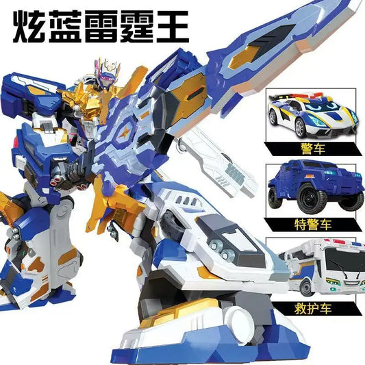 Metal Cardbot S BLUE COP TRINITY Transforming Robot SUV Car Card Truck Toy Action Figure ABS Transformation Model Children Gift