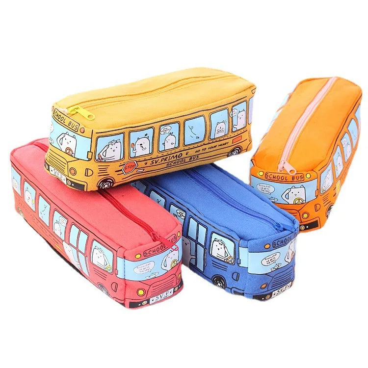 Creative large capacity bus pencil case pencil case cartoon  pencil case student bus pencil case stationery case school supplies